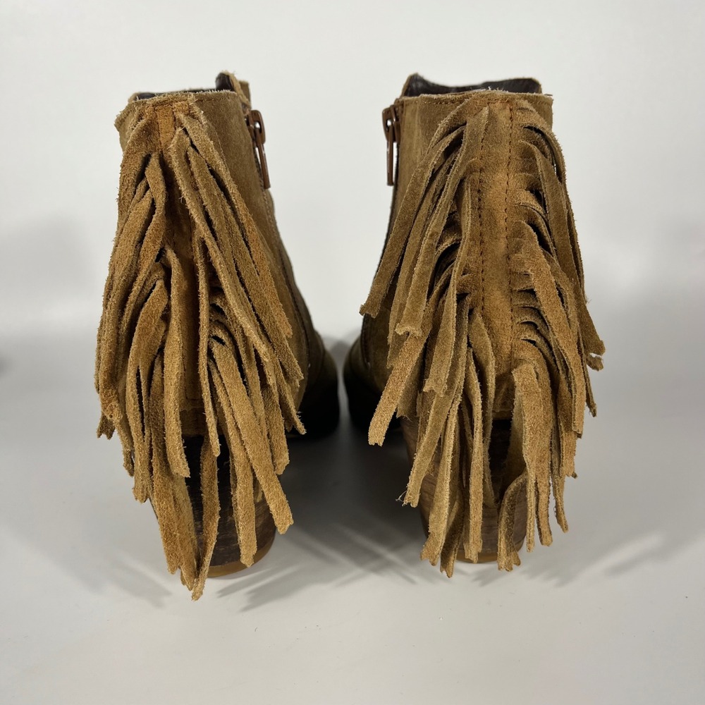 Coconuts By Matisse Boots Women 7.5M Tan Suede Fringe Ankle Bootie Western Boho - Picture 4 of 9